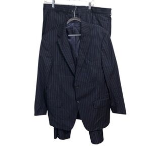 Faconnable Guabello Super 130 Navy Pinstriped Two Button Suit 56R